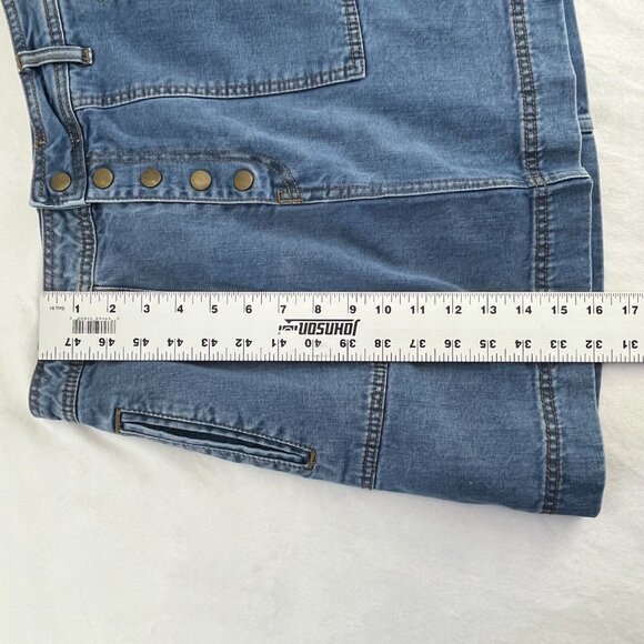 Free People Womens Size 27 Blue Button Fly Denim Mini Skirt A-Line Pockets - Picture 5 of 7